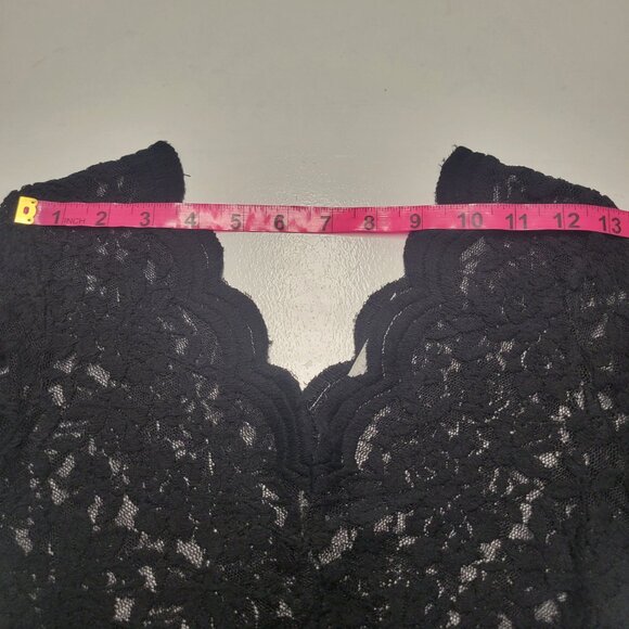 Black Lace Mesh See Through Top Long Sleeve Lace Blouse Size S/M - Picture 9 of 13